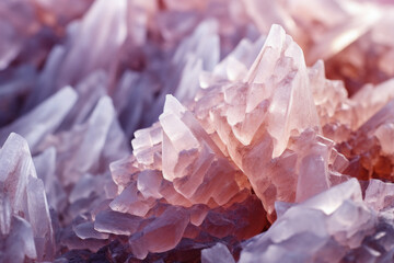 A close up of a pile of pink and white rocks