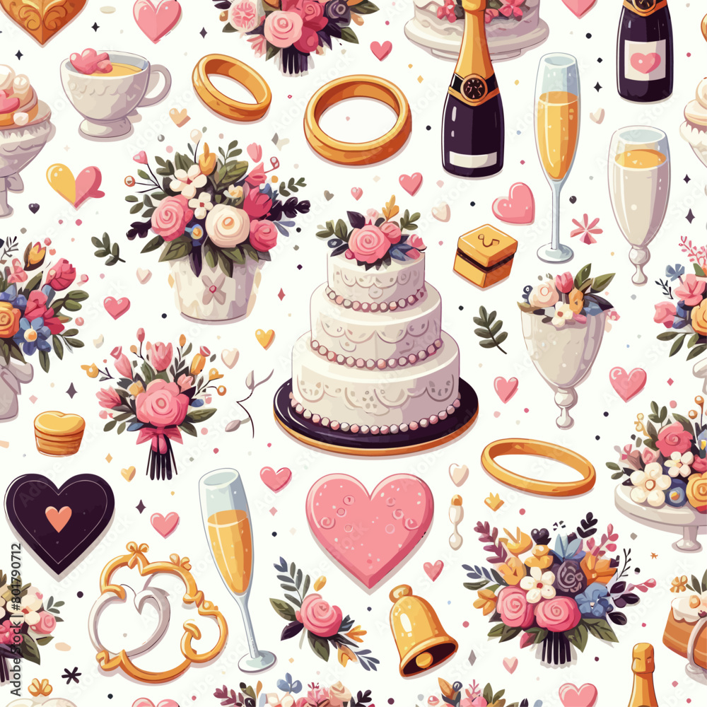 Wall mural Weddings accessories vector  