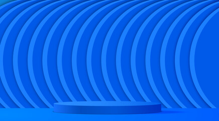 blue podium with sale text background in the blue room	
