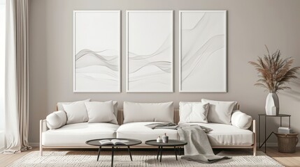 four portrait picture frame mockup in office space