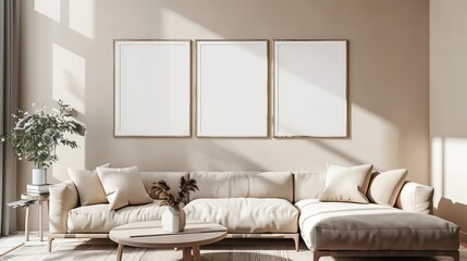 four portrait picture frame mockup in office space