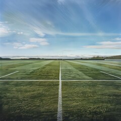 Fototapeta premium football pitch with white horizontal lines