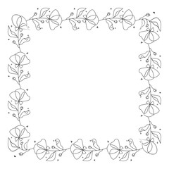 Hand drawn floral wreath on white background