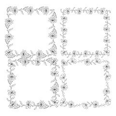 24 Hand drawn floral wreath collection