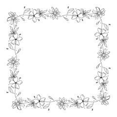 Fototapeta na wymiar Hand drawn floral wreath on white background