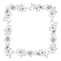 Fototapeta premium Hand drawn floral wreath on white background