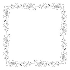 Hand drawn floral wreath on white background