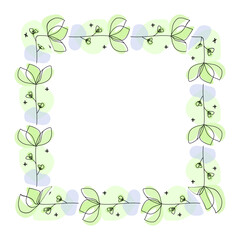 Hand drawn flowers wreath frame on white background