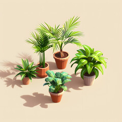 A potted plant or tree with leafy branches can add a touch of nature to your home ,element,3D,generative AI.