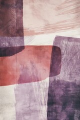 minimalist  brush strokes, red purple, neutral shapes on  white paper background