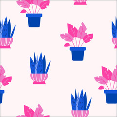 Seamless Patterns. Elegant Artwork of Potted Plants