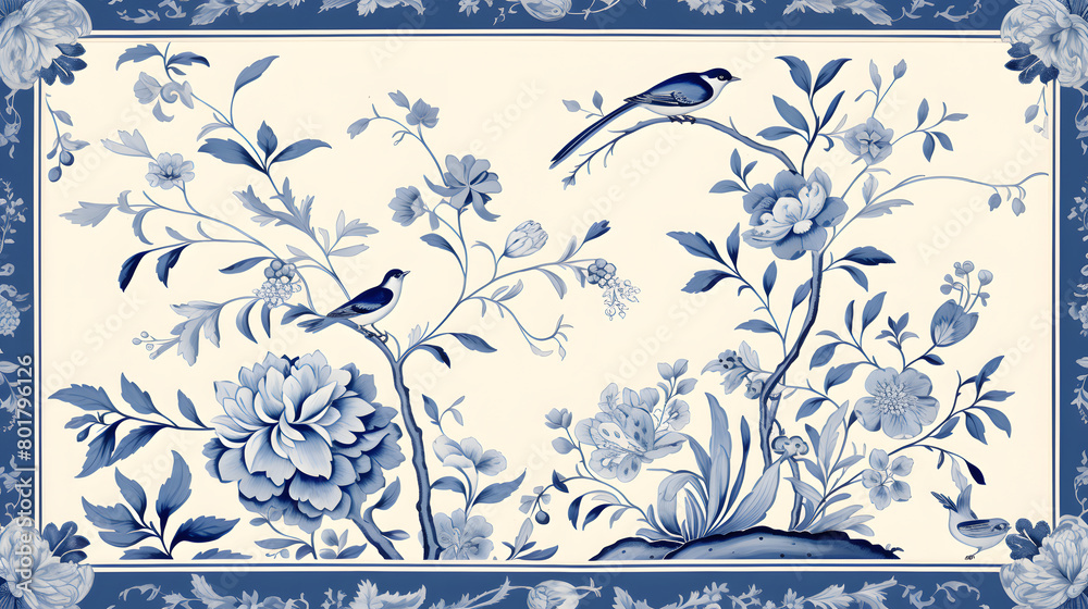 Canvas Prints digital vintage watercolor chinoiserie pattern abstract graphic poster web page ppt background