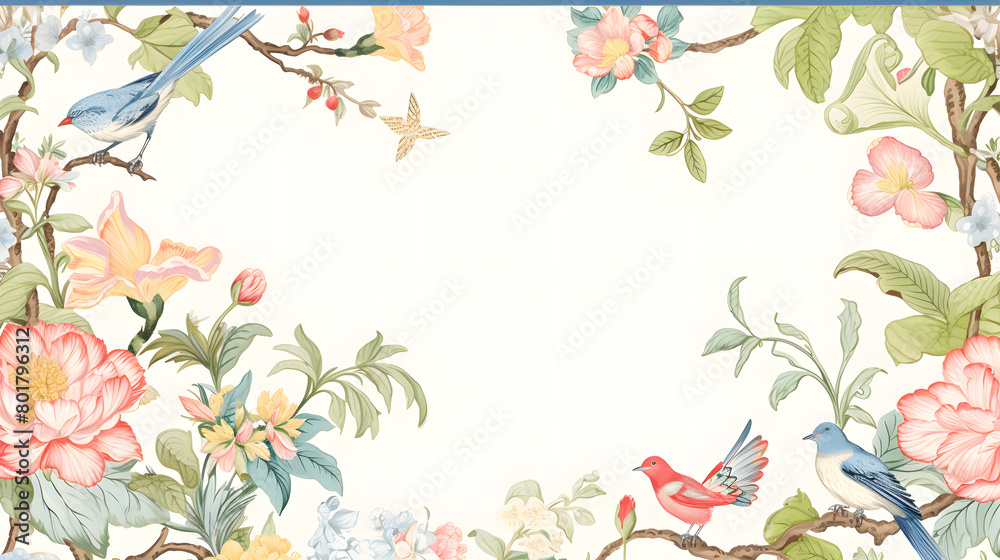 Canvas Prints digital vintage watercolor chinoiserie pattern abstract graphic poster web page ppt background