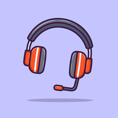 Earphone With Mic Vector, Icon, Illustration, Isolated Illustration Cartoon