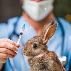 Nurse Vaccinating Rabbit. Generative AI