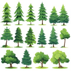 forest trees, simplified stencil on a white background