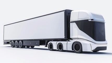 self driving truck, concept, white background