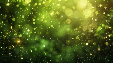 Obraz premium Deep Moss Green Bokeh Lights with Sparkle Glitter on Abstract Background, Realistic High Resolution Image