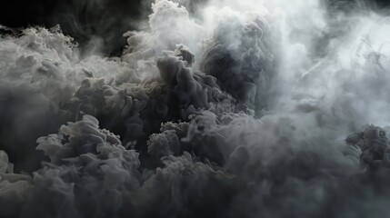 solid black background, grey smoke