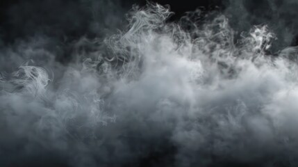 solid black background, grey smoke