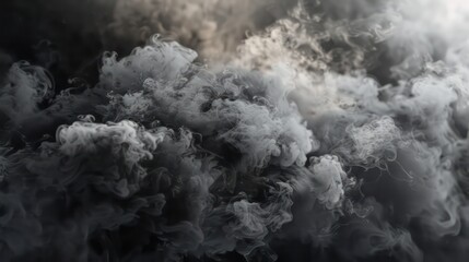 solid black background, grey smoke