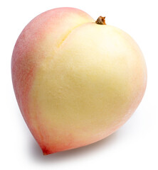 Heart Shape Peach isolated on white background, Fresh Peach on White Background With clipping path.