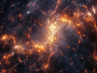 Fototapeta premium Produce a visually captivating representation of the interconnected network of stars and galaxies that make up the universe