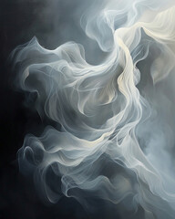 Soft tendrils of white smoke curling and dancing in the air