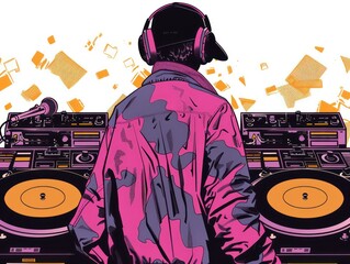 music comic-style fancy visuals in white background