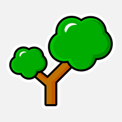 Green tree icon. Vector illustration in flat style. 