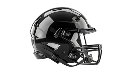 Black sports helmet isolated on transparent background