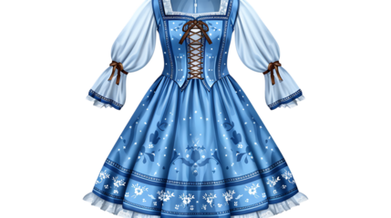 blue dirndl dress isolated on transparent background