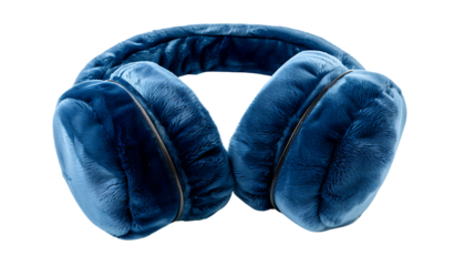 blue foldable earmuffs isolated on transparent background