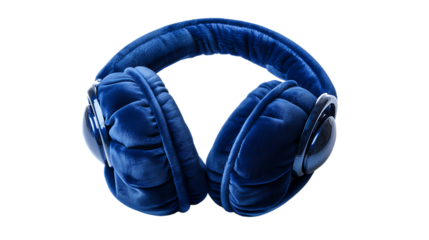 blue foldable earmuffs isolated on transparent background