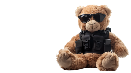 bodyguard teddybear isolated on transparent background