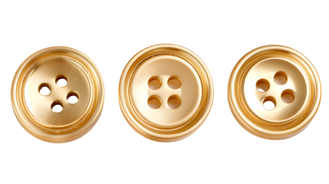 button clothes gold isolated on transparent background