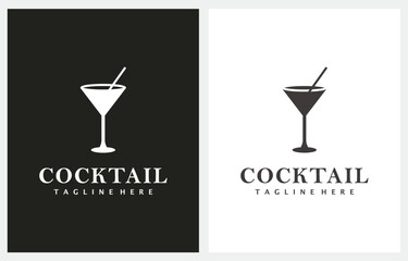 Cocktail Glass Silhouette logo design icon vector inspiration