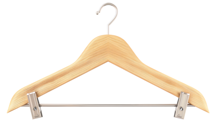 clothes hanger with metal clips isolated on transparent background