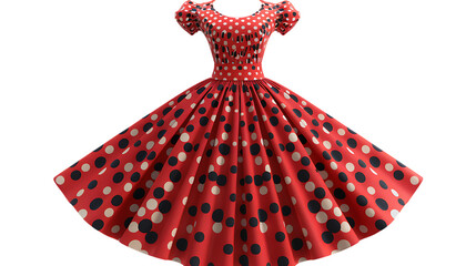 dress red dots retro isolated on transparent background