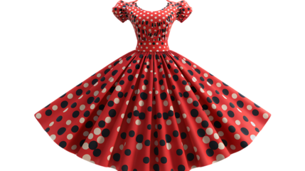 dress red dots retro isolated on transparent background