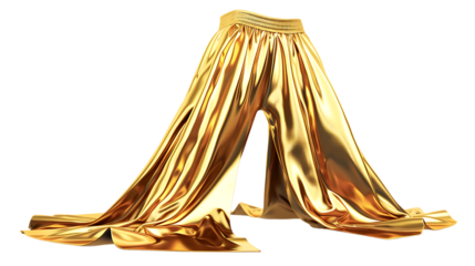 gold bell bottom leggings isolated on transparent background