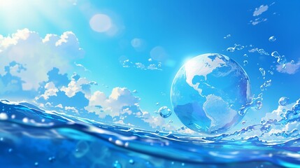 水面上に浮かぶ地球儀12