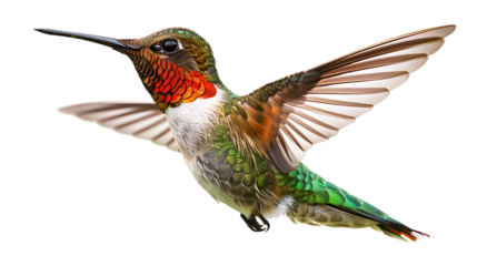 humming bird red green isolated on transparent background