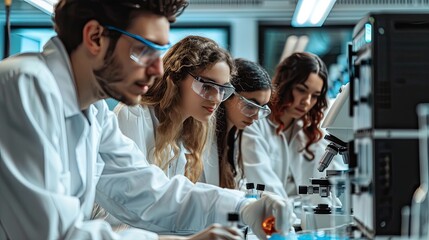 Engineering students working in the lab 