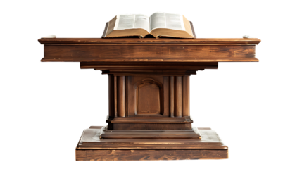 pulpit with open bible isolated on transparent background