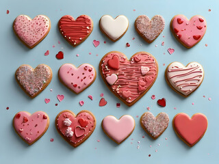 heart shaped cookies. heart, love, valentine, day, cookie, food, dessert, cookies,Ai generated 
