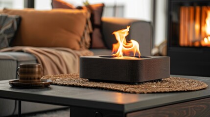 Naklejka premium The perfect combination of warmth and style this portable fireplace is a musthave for any home. 2d flat cartoon.