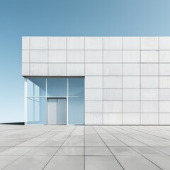 modern concrete building whit flat surface in white background wall