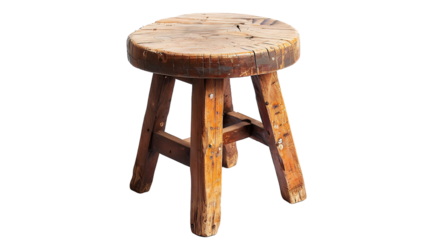 wooden stool chair isolated on transparent background