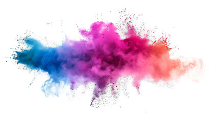 Colorful rainbow powder explosion on a transparent background. Generative AI